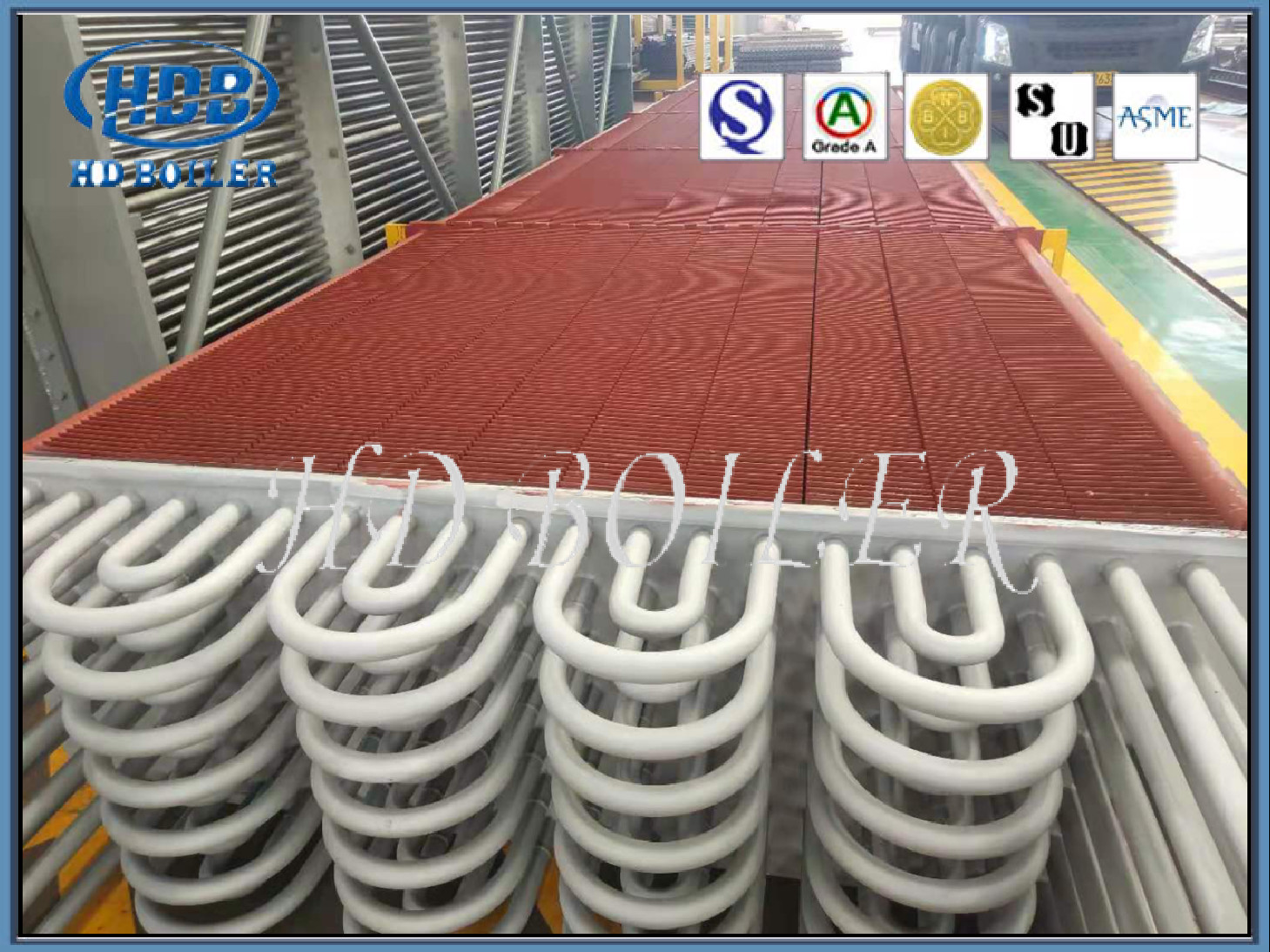 ISO / ASME Standard Mechanical Condensing CFB Boiler Economizer / Heat Exchanger พร้อมท่อครีบในหม้อไอน้ำ
